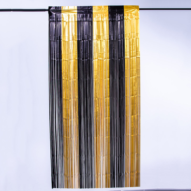 Gold Black Fringe Curtain 1m 2m Metallic Fringe Curtain Party Decoration