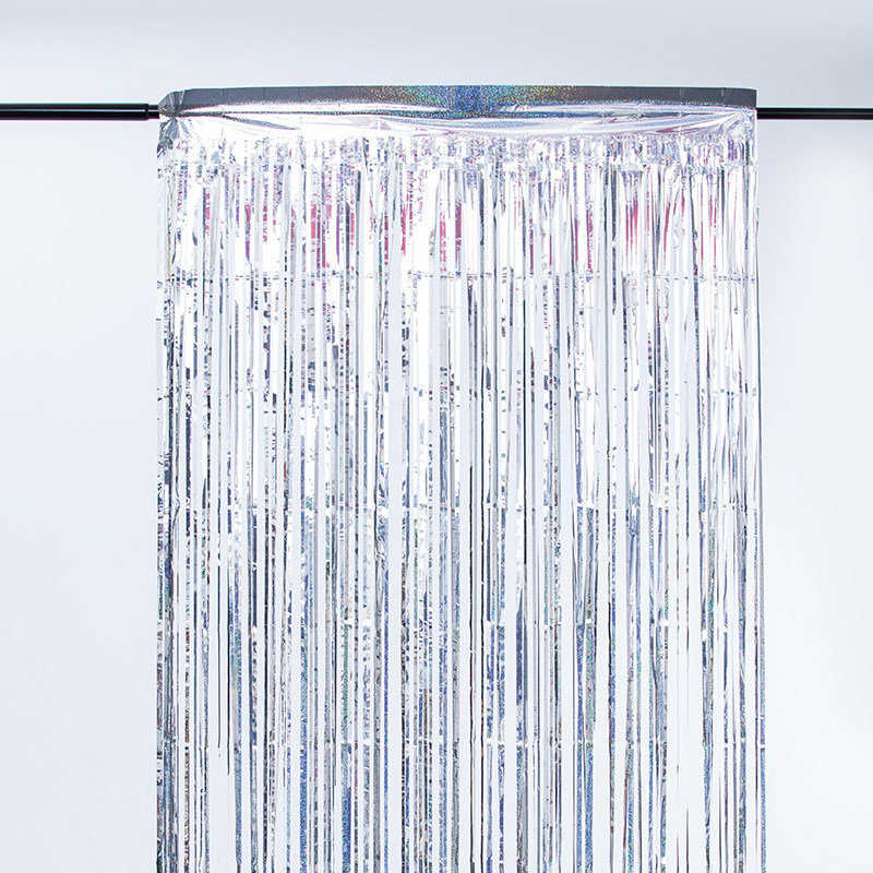 3*3m Silver Tassel Backdrop 300cm Laser Rain Curtain Fringe Decor