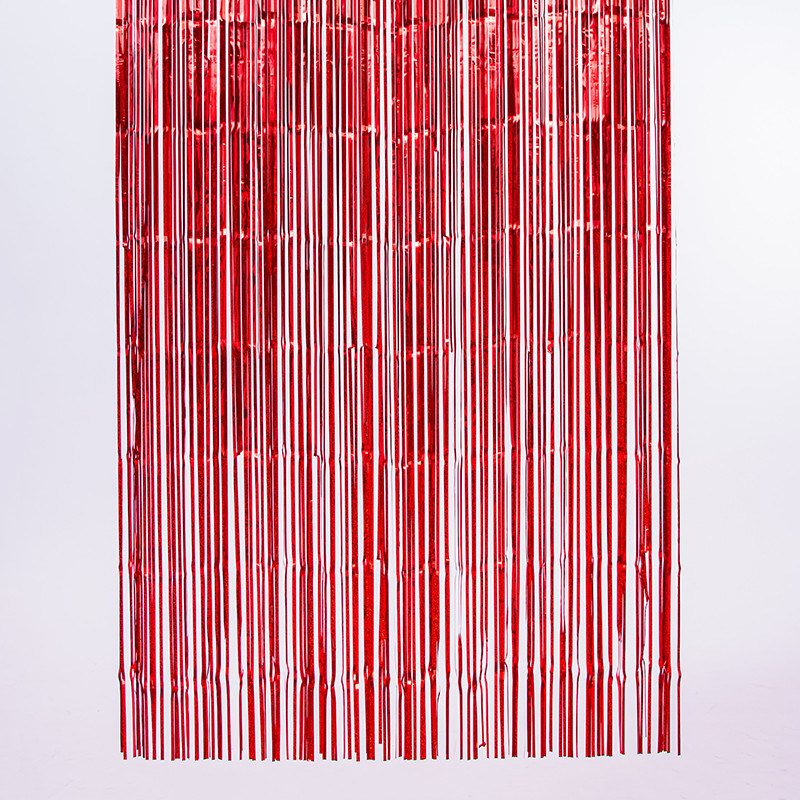100cm 200cm Fringe Decor Laser Rain Curtain Red Iridescent Foil Curtain