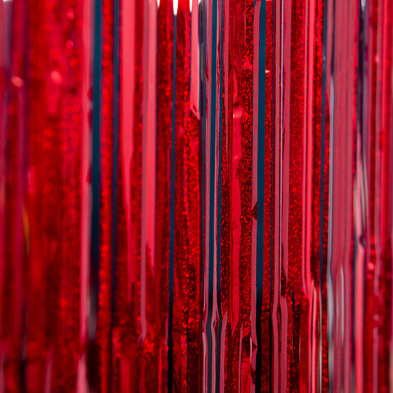 100cm 200cm Fringe Decor Laser Rain Curtain Red Iridescent Foil Curtain