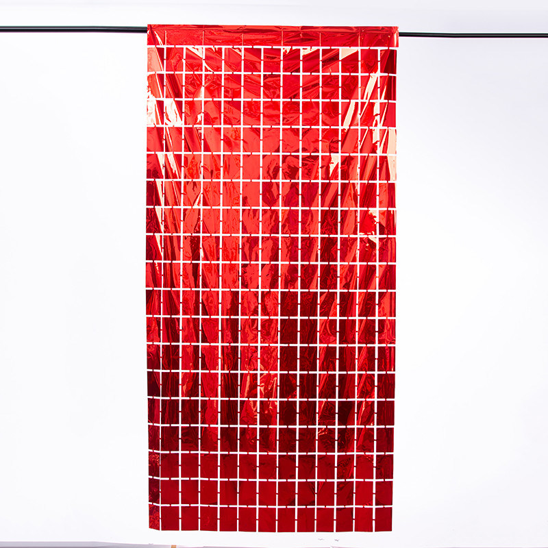 1x2m Red Foil Fringe Curtain 2 Meter Foil Square Curtain Fringe Decor