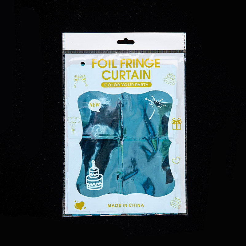 Colorful Foil Curtain Square Blue Yellow Pink Metallic Fringe Curtain