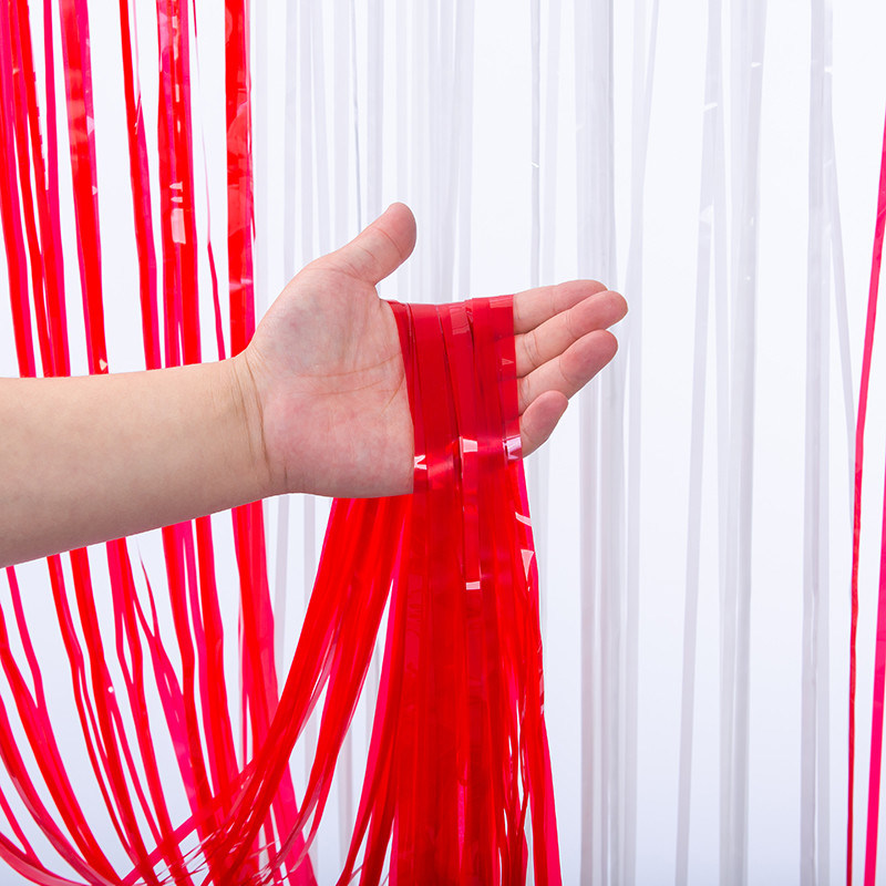 Red Foil Curtain Colorful Fringe Backdrop 1x2m Tinsel Curtain Backdrop