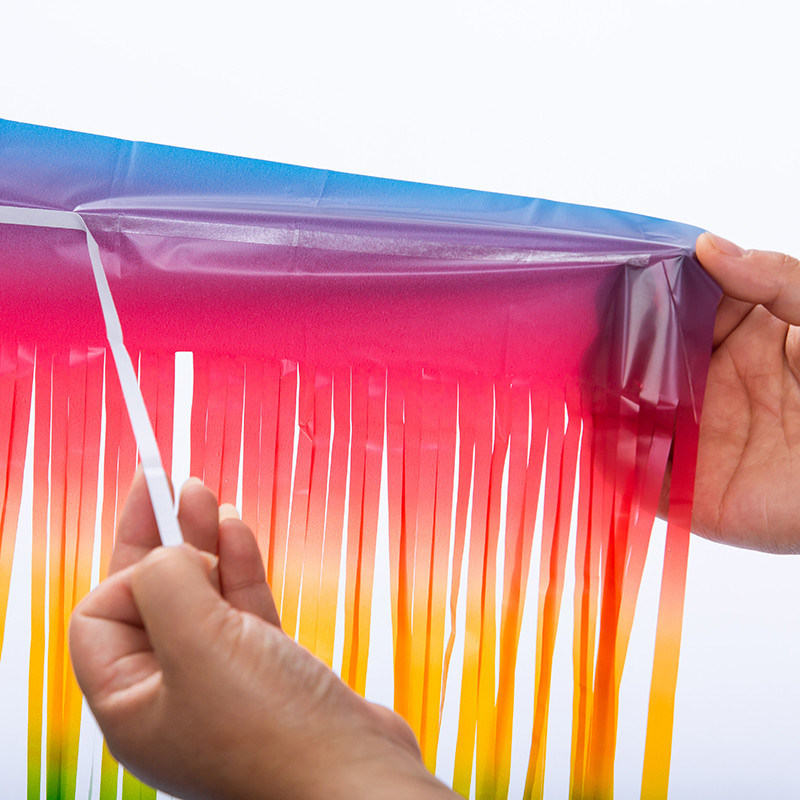Anti Bacterial Rainbow Fringe Backdrop 1*1m 1*2m Multicolor Foil Curtain