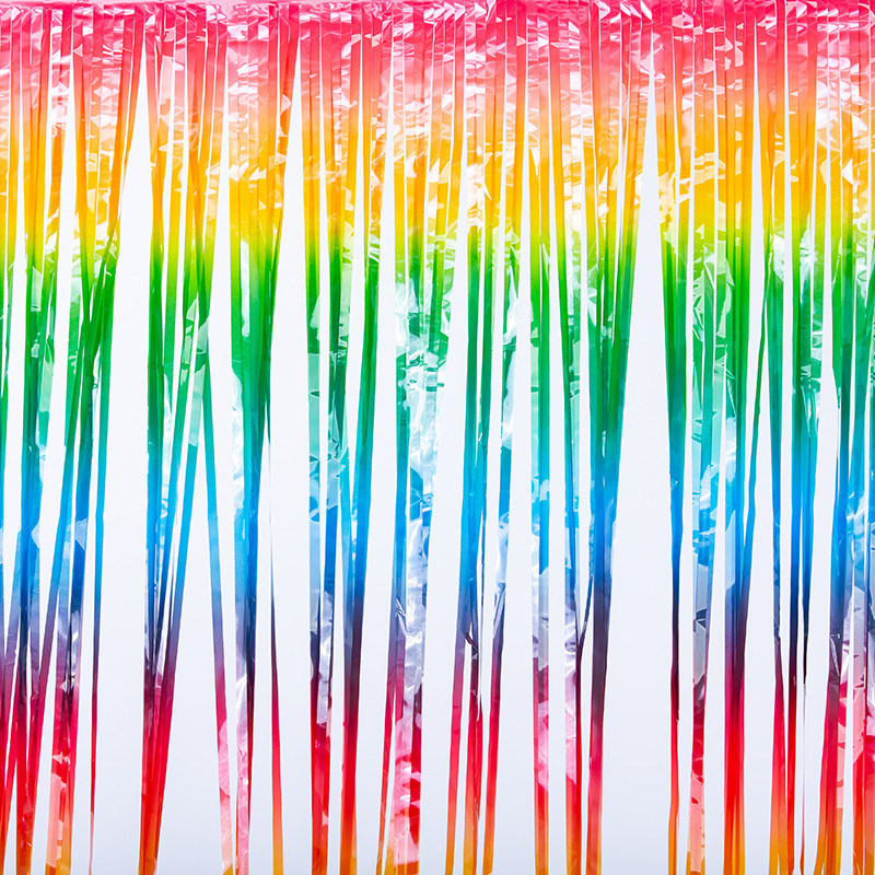 Mildew Resistant Colorful Fringe Backdrop 1mx2m Rainbow Tinsel Curtain