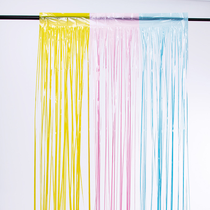 Macaron Colorful Fringe Backdrop Yellow Blue Pink Streamer Curtain